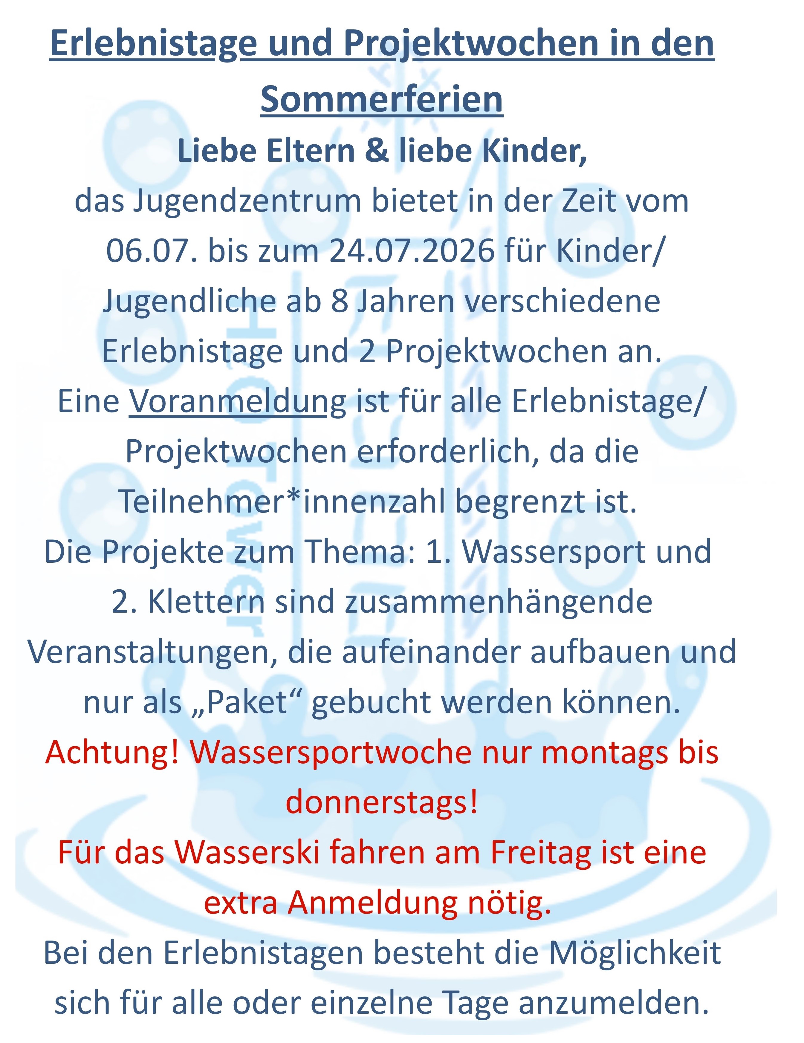 Sommerferienprogramm 2026 Seite 1
